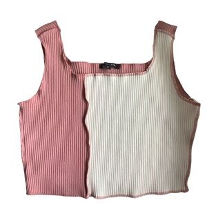 PAPERMOON Colorblock Pink Ribbed Tank Top Women's Medium